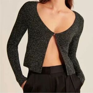 Abercrombie XS Black Lurex Slim Cardigan -
